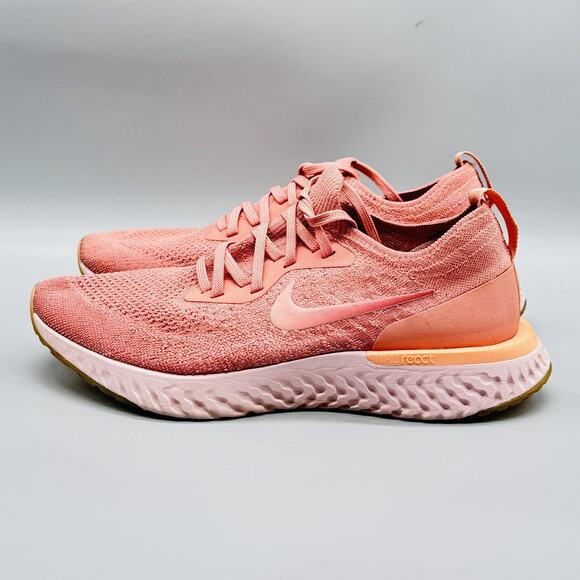 Nike Shoes Womens 9.5 Pink Epic React Flyknit Road Running Athletic Sneakers - Picture 5 of 13